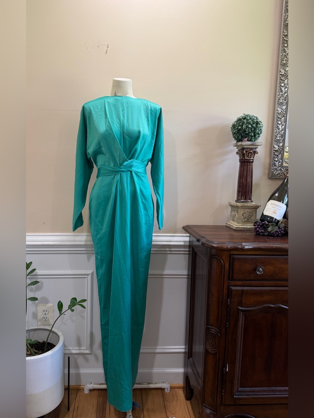 ASOS Design Elegant Teal Long-Sleeve Wrap Dress